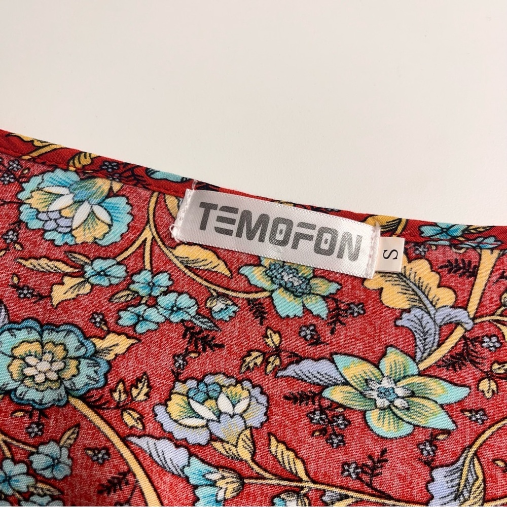 Prairie‎ style dress small farm girl countryside floral print v neck tie waist - Picture 12 of 13